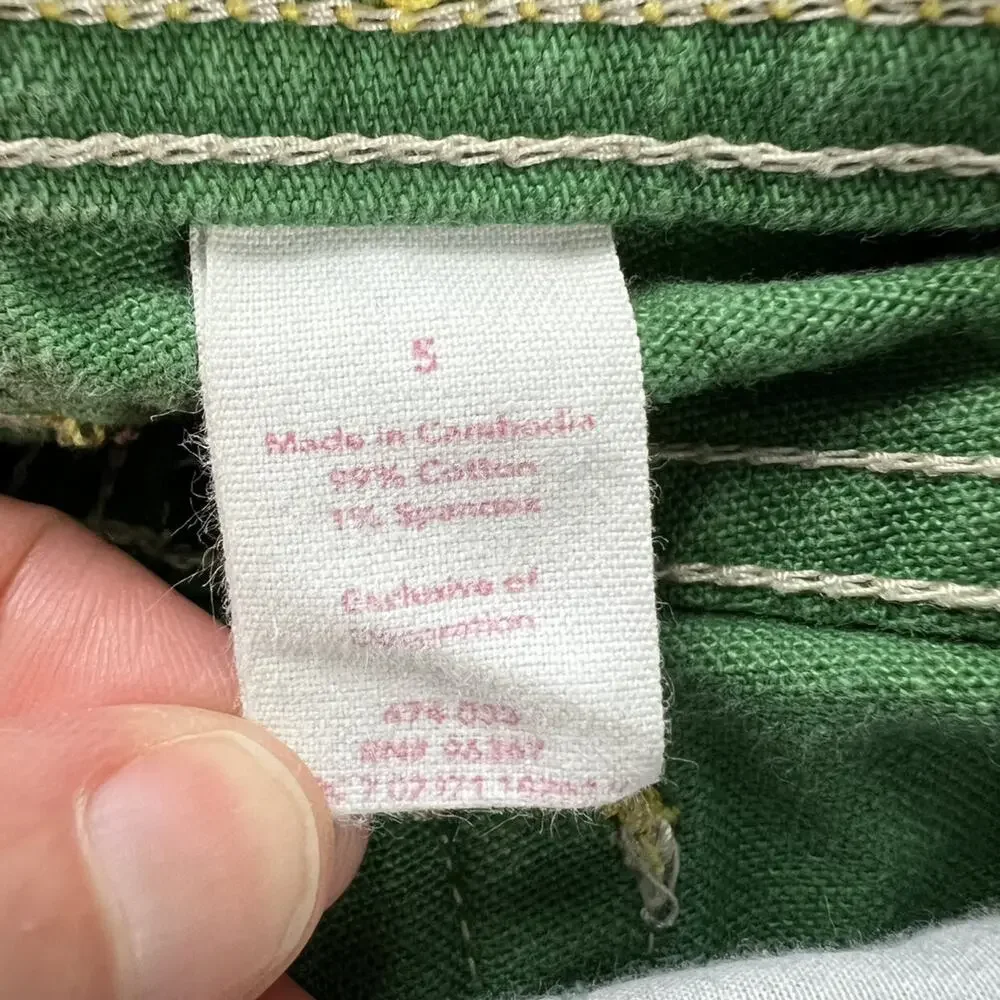 Oshkosh Girls Size 5 Slim Lot Blue Jeans Green pants Adjustable waistband